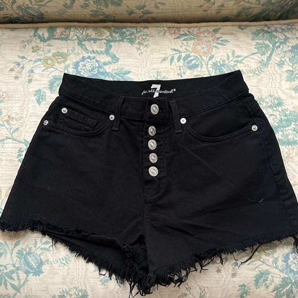 7 For All Mankind Black Jean Shorts